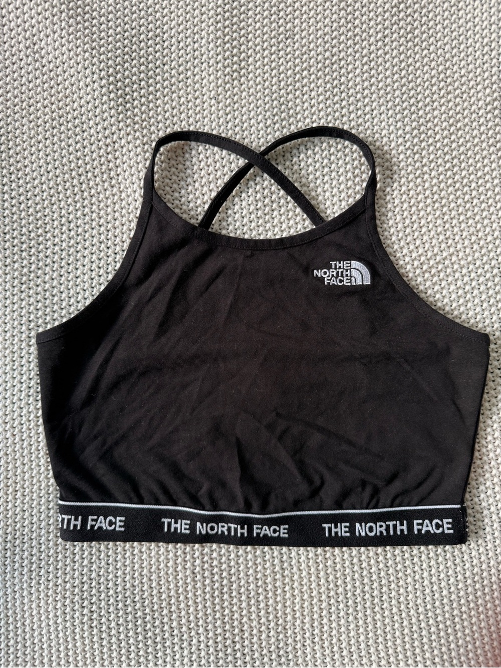 The North Face Black Cross-Back Logo Crop Sports Bra
